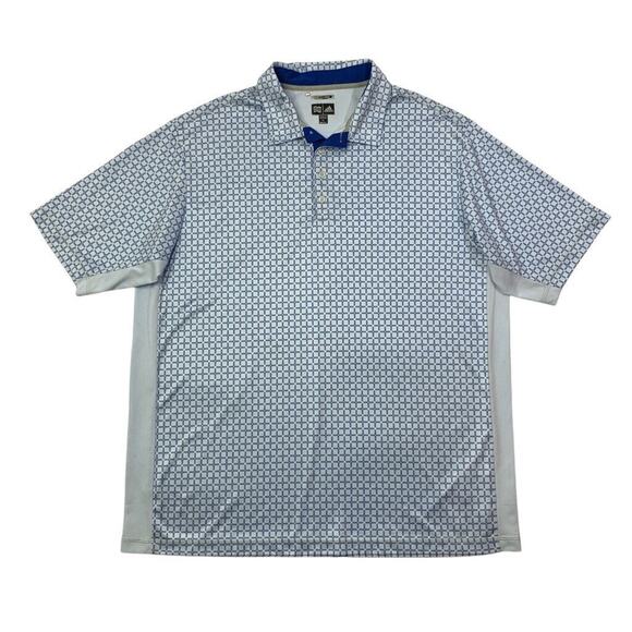Adidas Polo Shirt Mens Extra Large Blue White Climacool Check Performance Golf - Picture 1 of 10